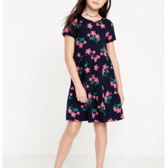 Old Navy: NWT : Girls Short-Sleeve Tiered Swing Dress size Large (10-12) - Picture 7 of 7